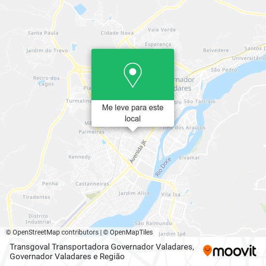 Transgoval Transportadora Governador Valadares mapa
