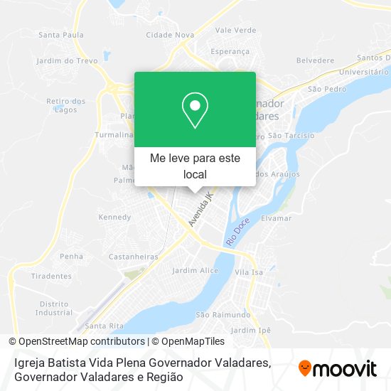 Igreja Batista Vida Plena Governador Valadares mapa