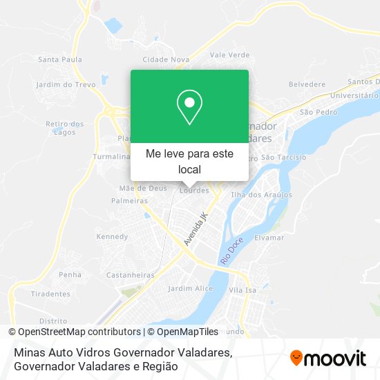 Minas Auto Vidros Governador Valadares mapa