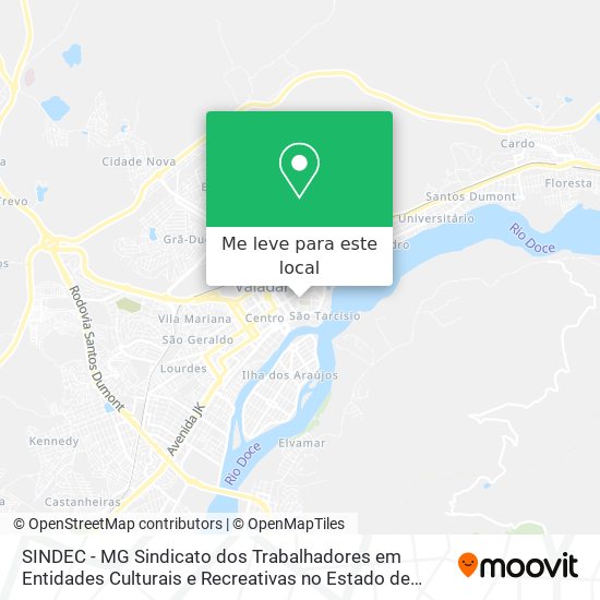 SINDEC - MG Sindicato dos Trabalhadores em Entidades Culturais e Recreativas no Estado de Minas Ger mapa