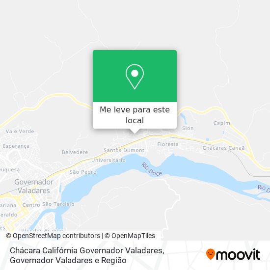 Chácara Califórnia Governador Valadares mapa