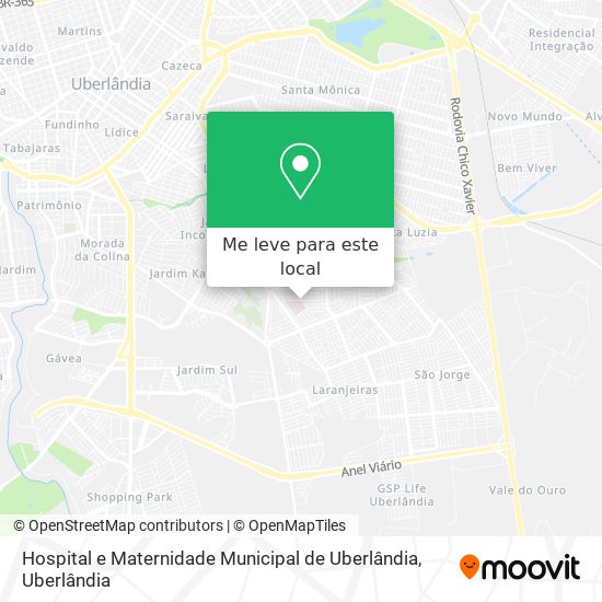 Hospital e Maternidade Municipal de Uberlândia mapa