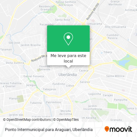 Ponto Intermunicipal para Araguari mapa