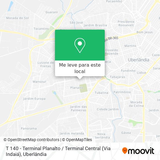 T 140 - Terminal Planalto / Terminal Central (Via Indaiá) mapa