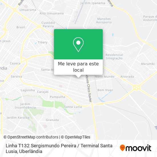 Linha  T132 Sergismundo Pereira / Terminal Santa Lusia mapa