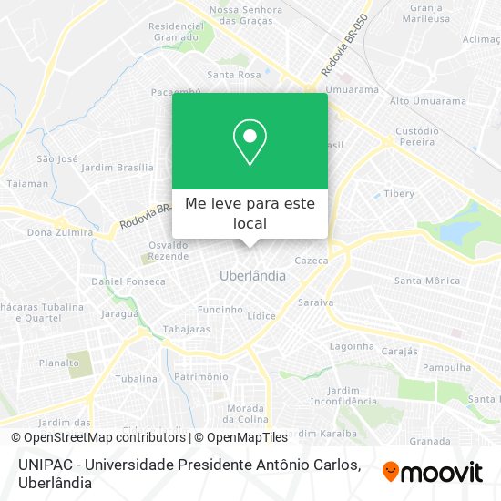 UNIPAC - Universidade Presidente Antônio Carlos mapa