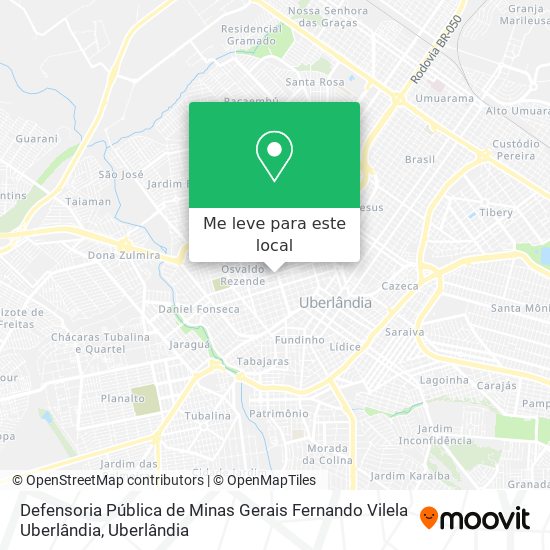 Defensoria Pública de Minas Gerais Fernando Vilela Uberlândia mapa