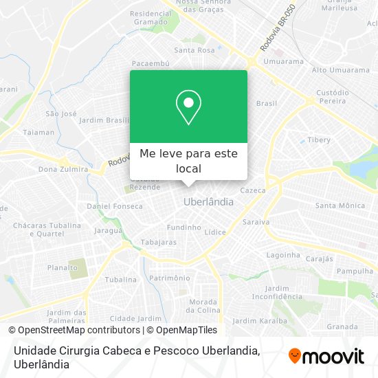 Unidade Cirurgia Cabeca e Pescoco Uberlandia mapa