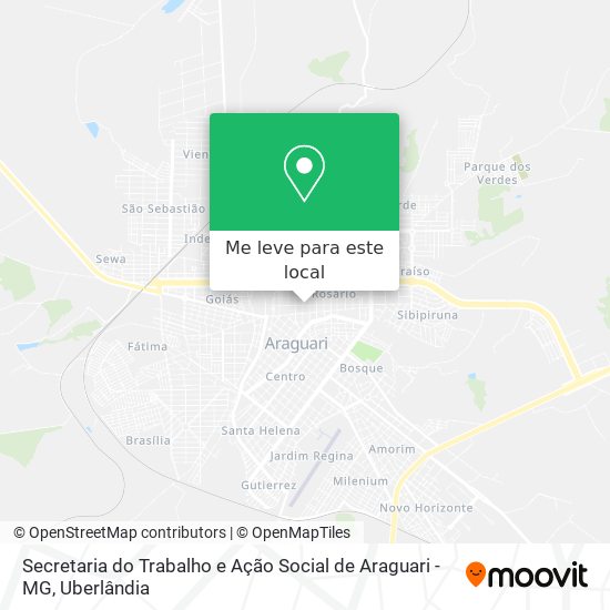 Secretaria do Trabalho e Ação Social de Araguari - MG mapa