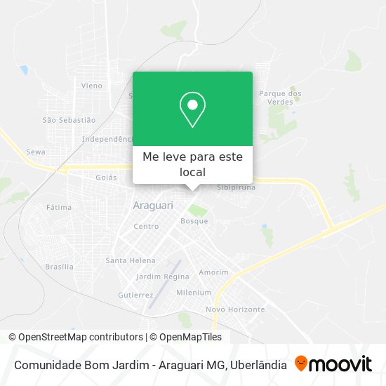 Comunidade Bom Jardim - Araguari MG mapa
