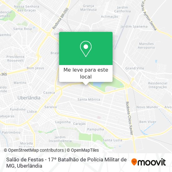 Salão de Festas - 17º Batalhão de Polícia Militar de MG mapa