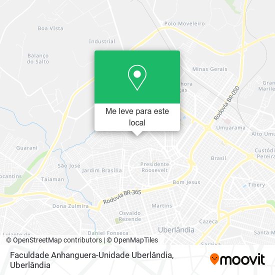Faculdade Anhanguera-Unidade Uberlândia mapa