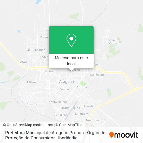 Prefeitura Municipal de Araguari Procon - Órgão de Proteção do Consumidor mapa