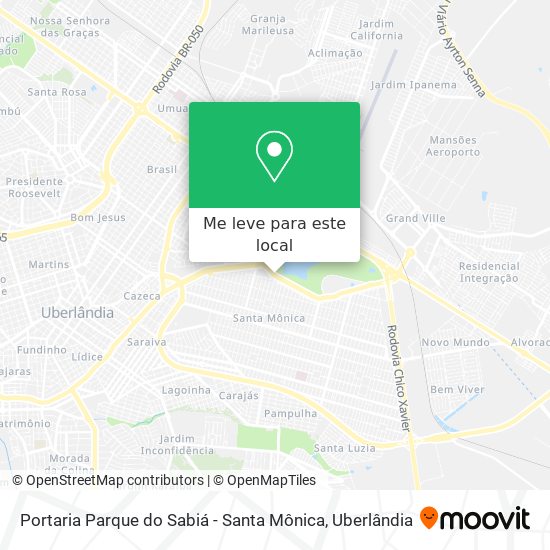 Portaria Parque do Sabiá - Santa Mônica mapa