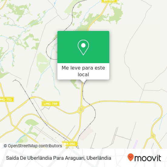 Saída De Uberlândia Para Araguari mapa