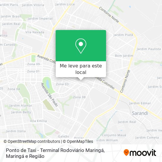 Ponto de Taxi - Terminal Rodoviário Maringá mapa