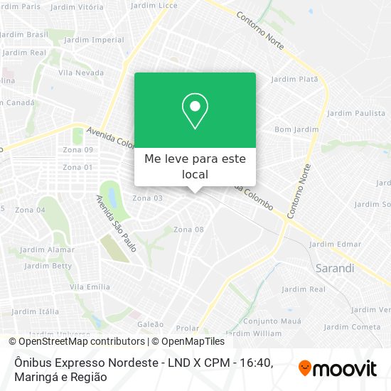 Ônibus Expresso Nordeste - LND X CPM - 16:40 mapa