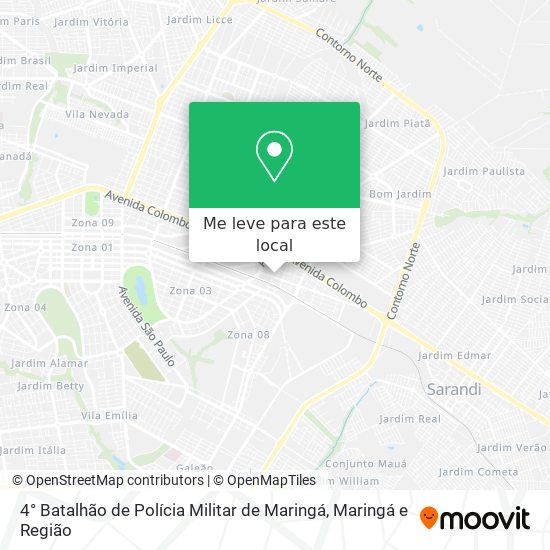 4° Batalhão de Polícia  Militar  de Maringá mapa