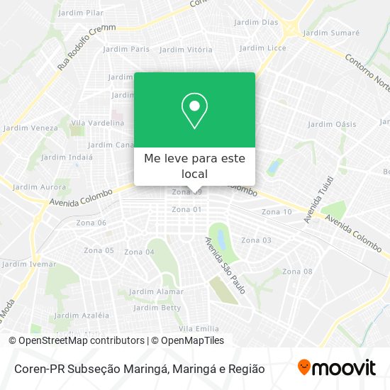 Coren-PR Subseção Maringá mapa