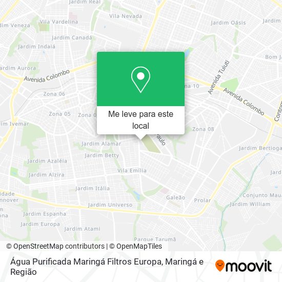 Água Purificada Maringá Filtros Europa mapa