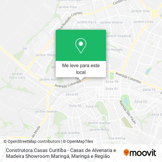 Construtora Casas Curitiba - Casas de Alvenaria e Madeira Showroom Maringá mapa