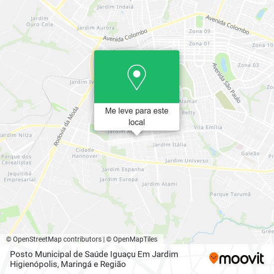 Posto Municipal de Saúde Iguaçu Em Jardim Higienópolis mapa