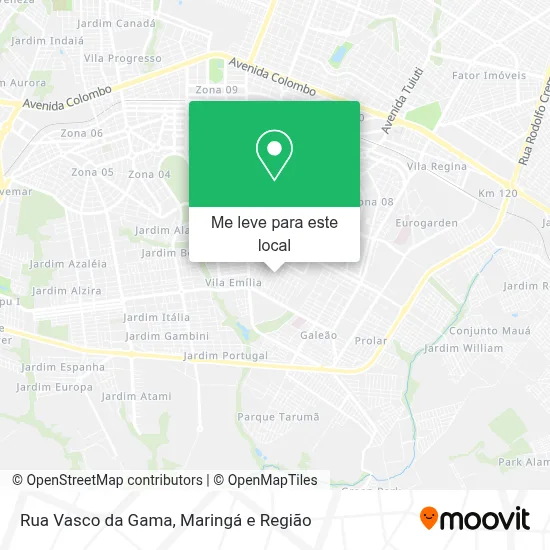 Rua Vasco da Gama mapa