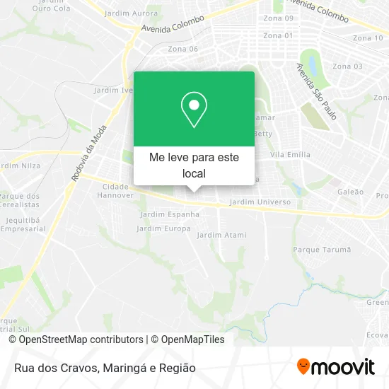 Rua dos Cravos mapa