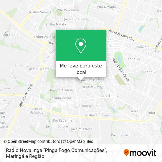 Radio Nova Inga "Pinga Fogo Comunicações" mapa