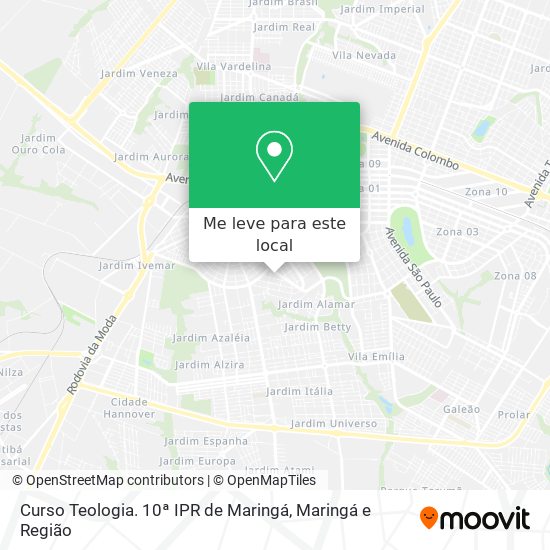Curso Teologia. 10ª IPR de Maringá mapa