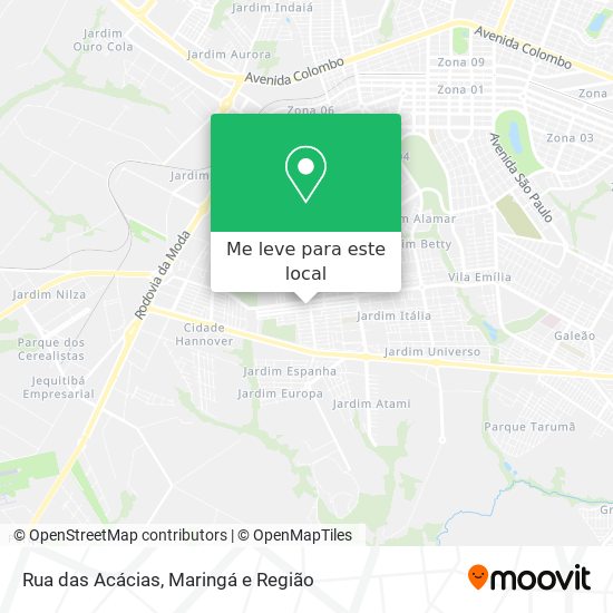 Rua das Acácias mapa