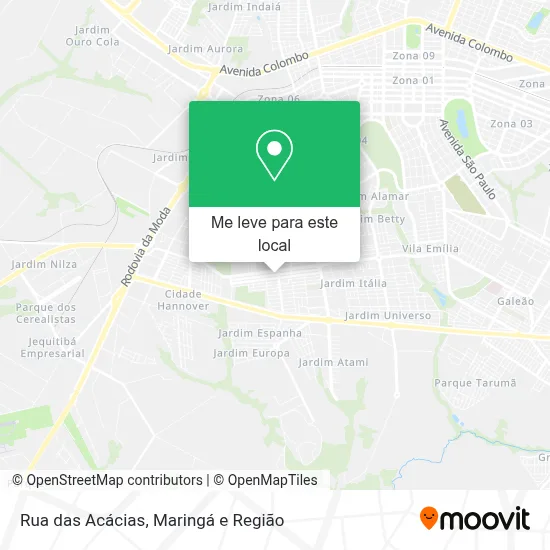 Rua das Acácias mapa