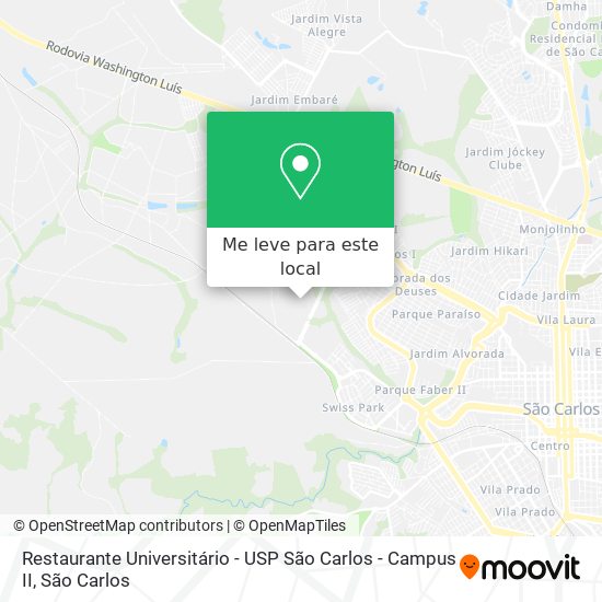 Restaurante Universitário - USP São Carlos - Campus II mapa
