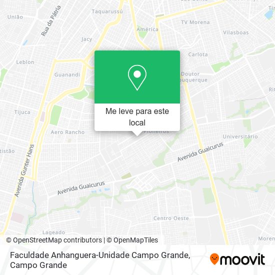 Faculdade Anhanguera-Unidade Campo Grande mapa