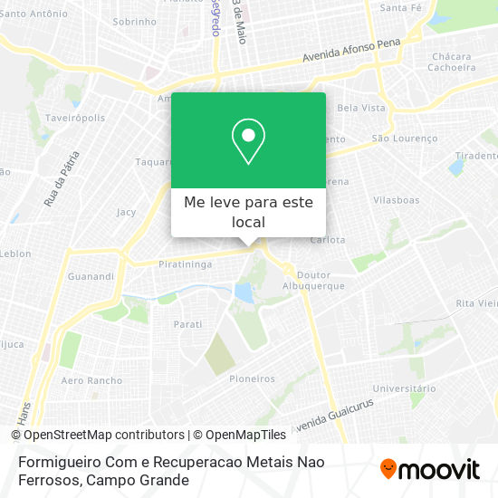 Formigueiro Com e Recuperacao Metais Nao Ferrosos mapa