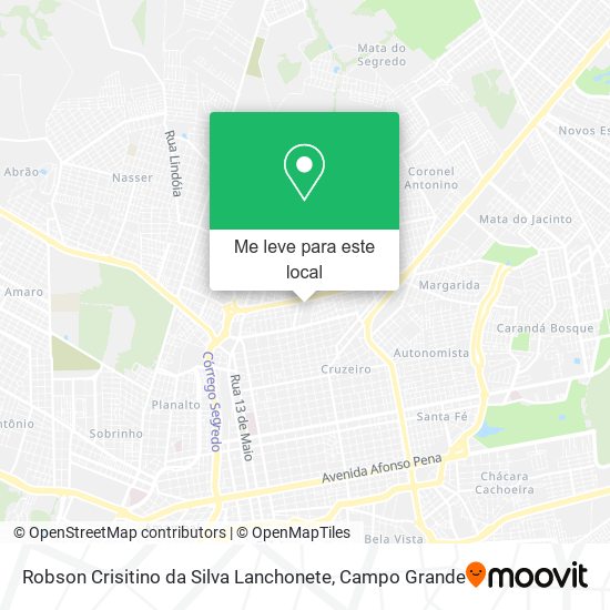 Robson Crisitino da Silva Lanchonete mapa