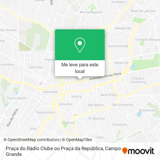 Praça do Rádio Clube ou Praça da República mapa