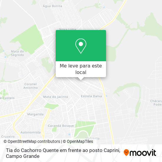 Tia do Cachorro Quente em frente ao posto Caprini mapa