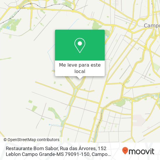 Restaurante Bom Sabor, Rua das Árvores, 152 Leblon Campo Grande-MS 79091-150 mapa