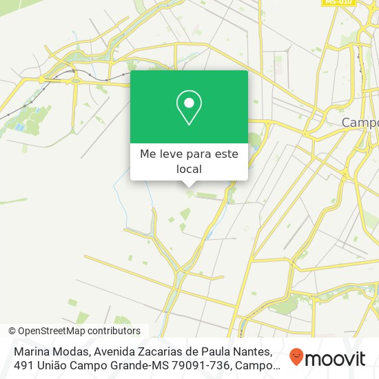 Marina Modas, Avenida Zacarias de Paula Nantes, 491 União Campo Grande-MS 79091-736 mapa