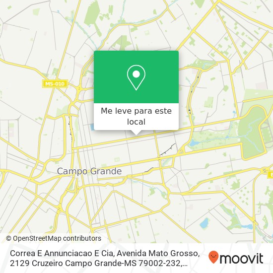 Correa E Annunciacao E Cia, Avenida Mato Grosso, 2129 Cruzeiro Campo Grande-MS 79002-232 mapa