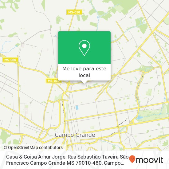 Casa & Coisa Arhur Jorge, Rua Sebastião Taveira São Francisco Campo Grande-MS 79010-480 mapa