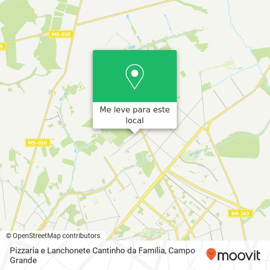 Pizzaria e Lanchonete Cantinho da Família, Avenida João de Paula Ribeiro, 163 Mata do Segredo Campo Grande-MS mapa