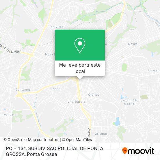 PC – 13ª. SUBDIVISÃO POLICIAL DE PONTA GROSSA mapa