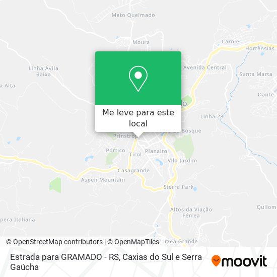 Estrada para GRAMADO - RS mapa