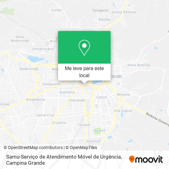 Samu-Serviço de Atendimento Móvel de Urgência mapa