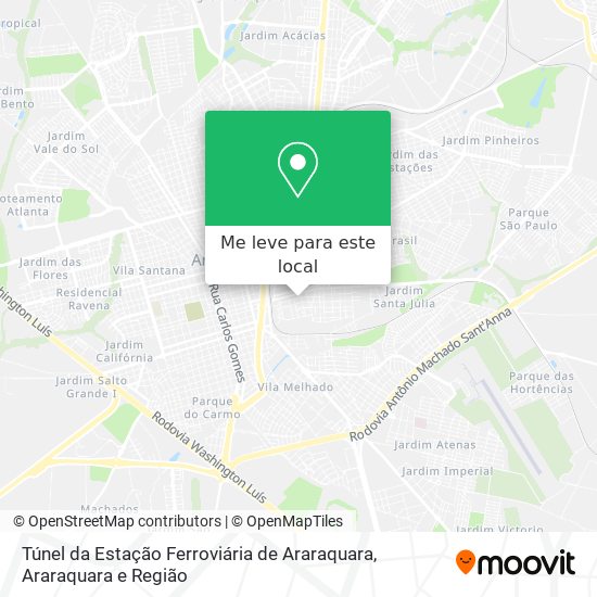 Túnel da Estação Ferroviária de Araraquara mapa
