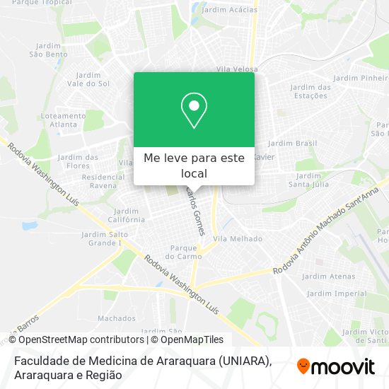 Faculdade de Medicina de Araraquara (UNIARA) mapa