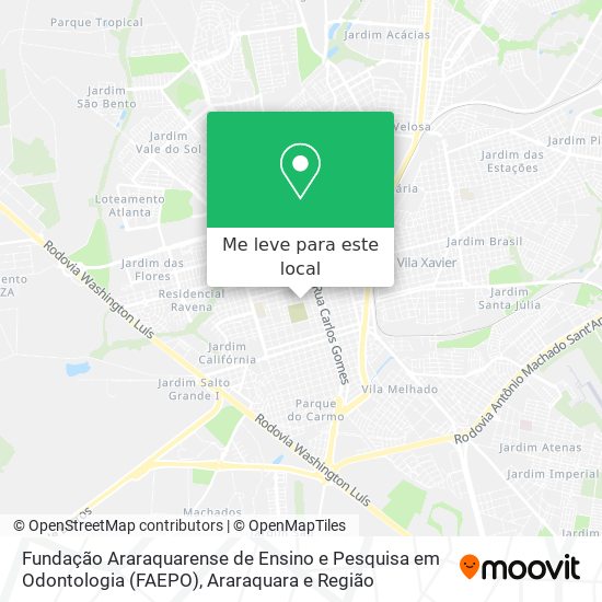 Fundação Araraquarense de Ensino e Pesquisa em Odontologia (FAEPO) mapa