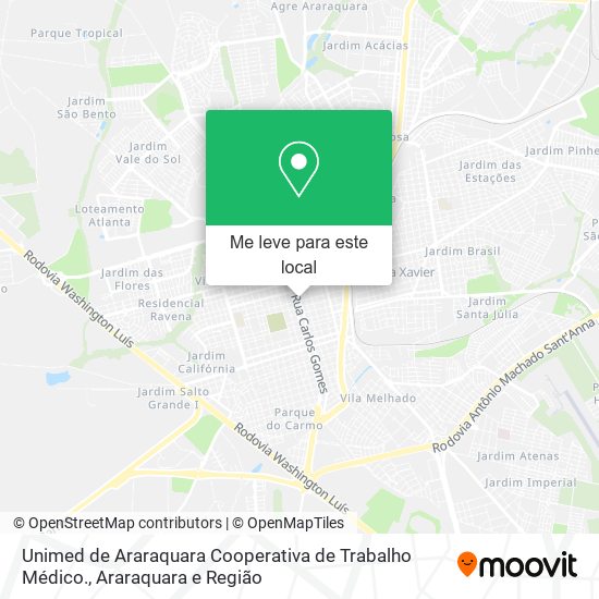 Unimed de Araraquara Cooperativa de Trabalho Médico. mapa